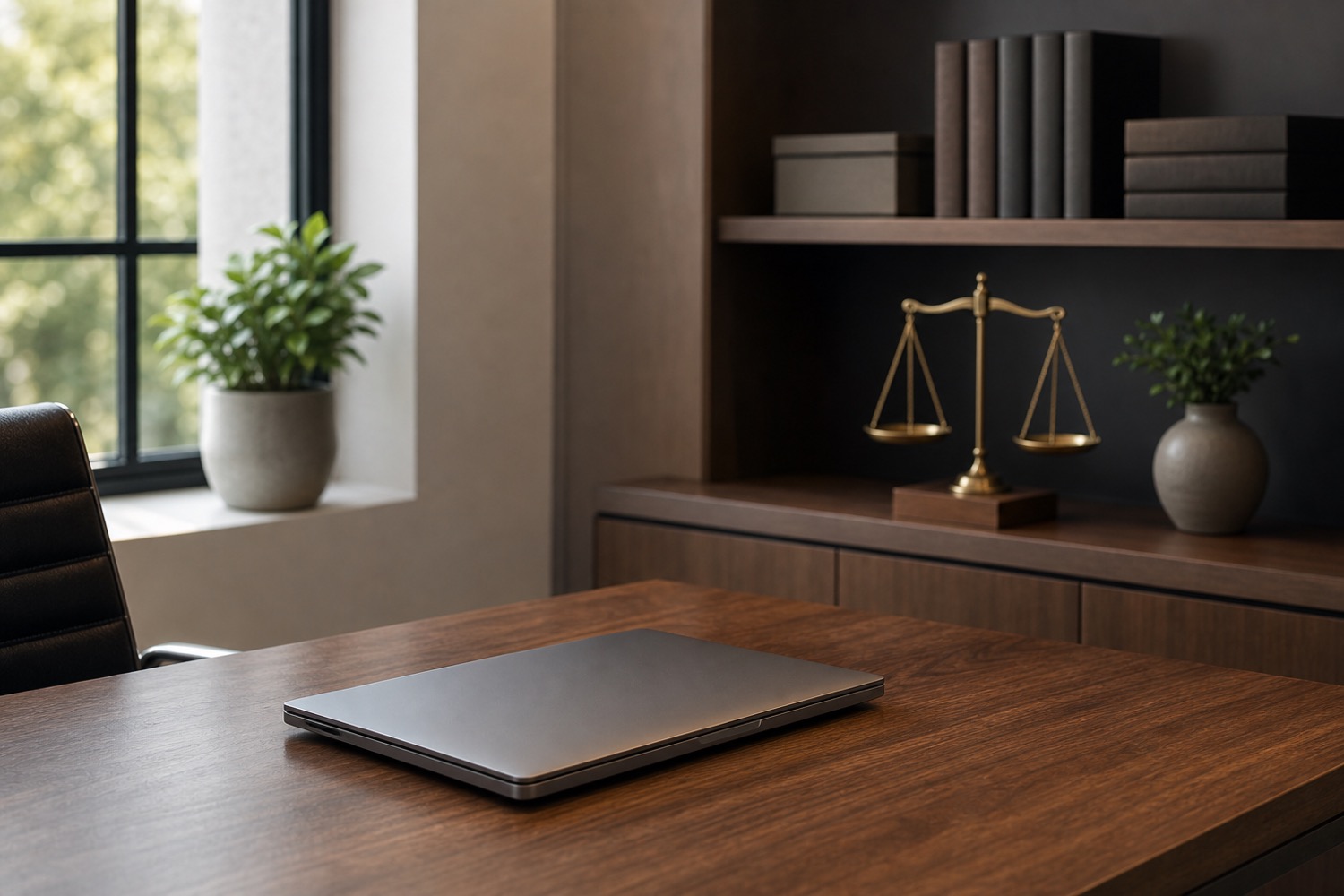Juridisch professional aan een bureau met documenten over een incassodossier
